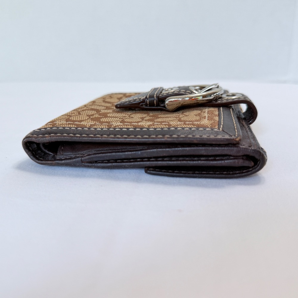 Coach SOHO Bifold Wallet Womens Brown Signature Jacquard Buckle Snap - Picture 8 of 16